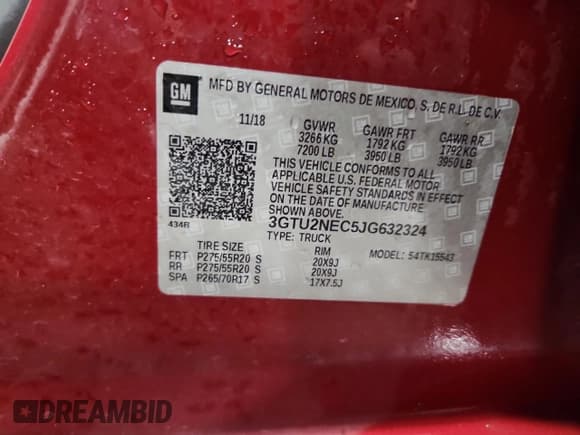 ✅ 2018 GMC Sierra 1500 SLT • VIN: 3GTU2NEC5JG632324 • Лот: 84640725. Опубликован ранее на Copart с пробегом 86 116 миль. Бесплатный доступ к архиву аукционных продаж из США и подробный отчёт об истории автомобиля на DreamBid. Изображение 12.