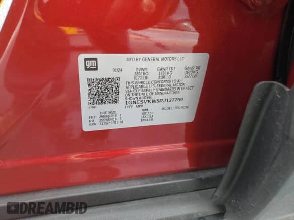 2024 Chevrolet Traverse LT Cloth z VIN 1GNESVKW5RJ137769, wystawiony jako Copart lot #81454324 z przebiegiem 8 345 mil mil oraz Szkoda całkowita • Salvage title. Historia ofert i sprzedaży dostępna na DreamBid. Obrazek 12.