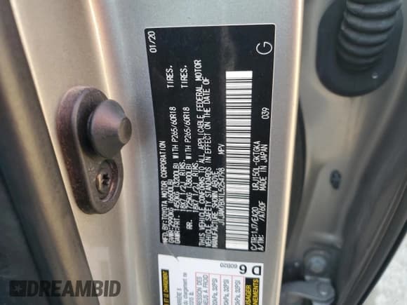 ✅ 2020 Lexus GX 460 Premium • VIN: JTJAM7BX1L5254798 • Lot: 86550105. Listed on Copart with 60,780 mi. Free auction sales archive from the USA and detailed vehicle history report at DreamBid. Image 12.