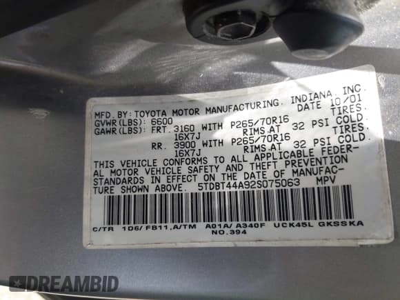 ✅ 2002 Toyota Sequoia SR5 • VIN: 5TDBT44A92S075063 • Лот: 42558920. Опубликован ранее на IAAI с пробегом 363 206 миль. Бесплатный доступ к архиву аукционных продаж из США и подробный отчёт об истории автомобиля на DreamBid. Изображение 9.