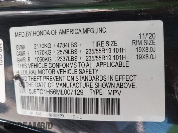 ✅ 2021 Acura RDX Technology • VIN: 5J8TC1H56ML007129 • Лот: 43446687. Опубликован ранее на IAAI с пробегом 83 584 миль. Бесплатный доступ к архиву аукционных продаж из США и подробный отчёт об истории автомобиля на DreamBid. Изображение 9.