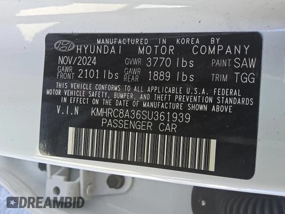 ✅ 2025 Hyundai Venue SEL • VIN: KMHRC8A36SU361939 • Лот: 86595455. Опубликован ранее на Copart с пробегом 5 300 миль. Бесплатный доступ к архиву аукционных продаж из США и подробный отчёт об истории автомобиля на DreamBid. Изображение 13.