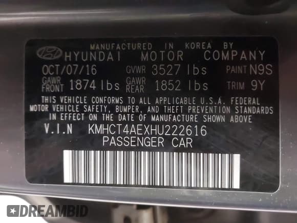 ✅ 2017 Hyundai Accent SE • VIN: KMHCT4AEXHU222616 • Lot: 43629410. Wystawiony na IAAI z przebiegiem 250 565 mil. Bezpłatny archiwum sprzedaży aukcyjnych z USA i szczegółowy raport historii pojazdu na DreamBid. Zdjęcie 9.