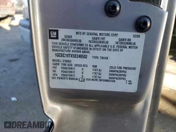 ✅ 2005 Chevrolet Silverado 1500 • VIN: 1GCEC19TX5E246502 • Лот: 76657864. Опубликован ранее на Copart с пробегом 170 319 миль. Бесплатный доступ к архиву аукционных продаж из США и подробный отчёт об истории автомобиля на DreamBid. Изображение 12.