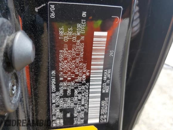 ✅ 2004 Lexus RX 330 • VIN: JTJGA31U240041456 • Lot: 68419755. Wystawiony na Copart z przebiegiem 198 853 mil. Bezpłatny archiwum sprzedaży aukcyjnych z USA i szczegółowy raport historii pojazdu na DreamBid. Zdjęcie 13.