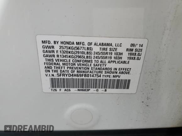 ✅ 2015 Acura MDX Technology • VIN: 5FRYD4H69FB014754 • Lot: 67765245. Listed on Copart with 112,112 mi. Free auction sales archive from the USA and detailed vehicle history report at DreamBid. Image 13.