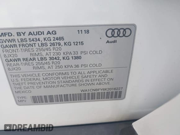 ✅ 2019 Audi Q5 Prestige • VIN: WA1CNBFY6K2016227 • Lot: 43390499. Listed on IAAI with 50,992 mi. Free auction sales archive from the USA and detailed vehicle history report at DreamBid. Image 9.