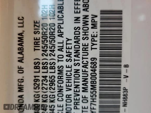 ✅ 2021 Honda Passport EX-L • VIN: 5FNYF7H55MB004689 • Lot: 80755855. Listed on Copart with 97,016 mi. Free auction sales archive from the USA and detailed vehicle history report at DreamBid. Image 13.