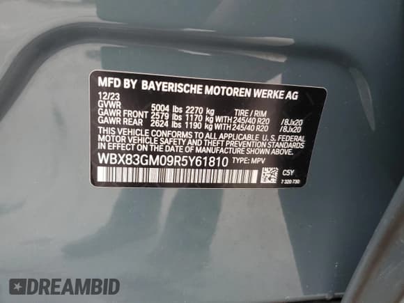 ✅ 2024 BMW X2 M35i • VIN: WBX83GM09R5Y61810 • Lot: 45999675. Listed on Copart with 7,732 mi. Free auction sales archive from the USA and detailed vehicle history report at DreamBid. Image 15.