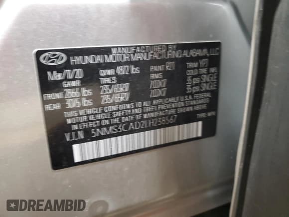 ✅ 2020 Hyundai Santa Fe SEL • VIN: 5NMS3CAD2LH238567 • Lot: 74059413. Wystawiony na Copart z przebiegiem 40 227 mil. Bezpłatny archiwum sprzedaży aukcyjnych z USA i szczegółowy raport historii pojazdu na DreamBid. Zdjęcie 13.