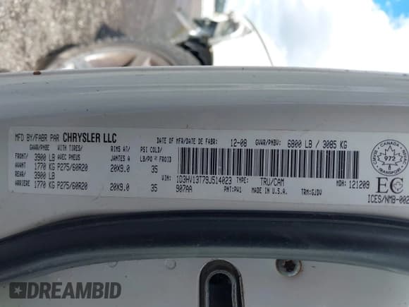 ✅ 2009 Dodge 1500 SLT • VIN: 1D3HV13T79J514023 • Lot: 41933431. Wystawiony na IAAI z przebiegiem 195 093 mil. Bezpłatny archiwum sprzedaży aukcyjnych z USA i szczegółowy raport historii pojazdu na DreamBid. Zdjęcie 9.