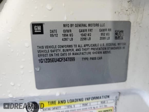 ✅ 2012 Chevrolet Malibu 2LT • VIN: 1G1ZD5EU4CF347099 • Lot: 65225324. Listed on Copart with 141,008 mi. Free auction sales archive from the USA and detailed vehicle history report at DreamBid. Image 12.