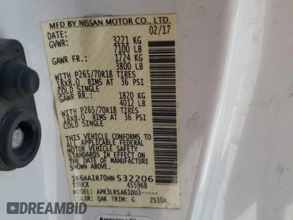 ✅ 2017 Nissan Titan SV • VIN: 1N6AA1R70HN532206 • Lot: 84471905. Wystawiony na Copart z przebiegiem 115 210 mil. Bezpłatny archiwum sprzedaży aukcyjnych z USA i szczegółowy raport historii pojazdu na DreamBid. Zdjęcie 12.