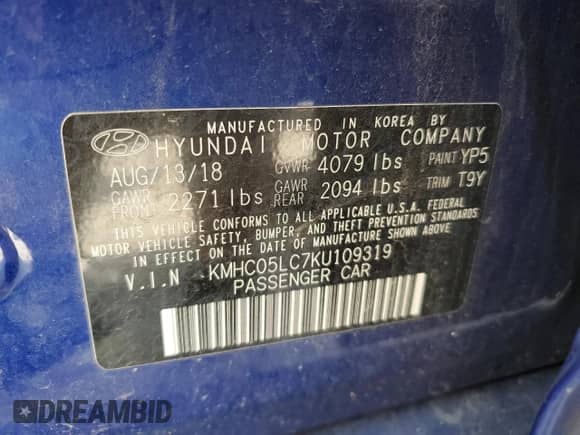 2019 Hyundai Ioniq Limited с VIN KMHC05LC7KU109319, выставлен на аукционе Copart как лот 74217584 с пробегом 123 575 миль миль и Списание • Salvage title. История ставок и продаж доступна на DreamBid. Изображение 15.