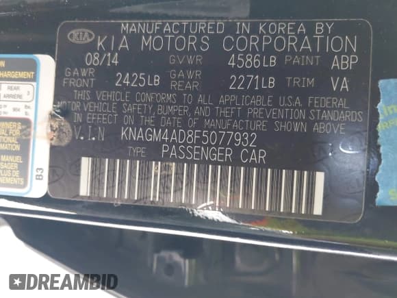 ✅ 2015 Kia Optima • VIN: KNAGM4AD8F5077932 • Лот: 43089808. Опубликован ранее на IAAI с пробегом 150 281 миль. Бесплатный доступ к архиву аукционных продаж из США и подробный отчёт об истории автомобиля на DreamBid. Изображение 9.