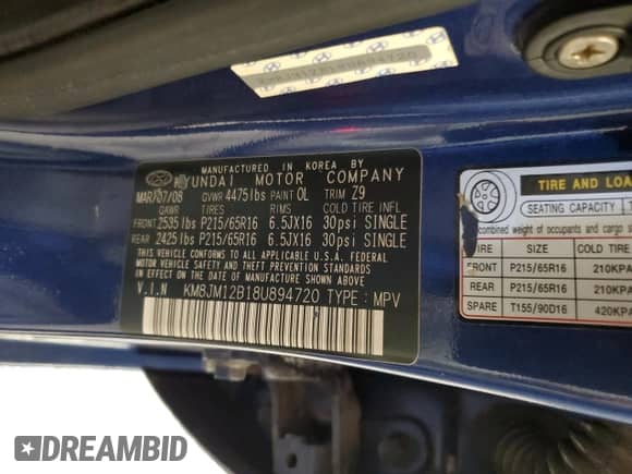 ✅ 2008 Hyundai Tucson GLS • VIN: KM8JM12B18U894720 • Lot: 87545145. Wystawiony na Copart z przebiegiem 110 379 mil mil. Skorzystaj z bezpłatnego archiwum sprzedaży aukcyjnych z USA i zobacz szczegółowy raport historii pojazdu na DreamBid. Zdjęcie 13.
