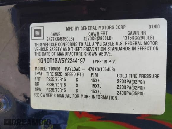 ✅ 2000 Chevrolet Blazer LT • VIN: 1GNDT13W5Y2244197 • Lot: 41440176. Wystawiony na IAAI z przebiegiem 133 797 mil. Bezpłatny archiwum sprzedaży aukcyjnych z USA i szczegółowy raport historii pojazdu na DreamBid. Zdjęcie 9.