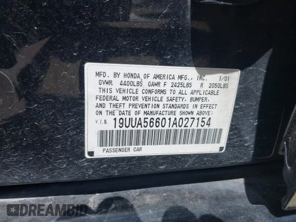 ✅ 2001 Acura TL • VIN: 19UUA56601A027154 • Lot: 42569137. Wystawiony na IAAI z przebiegiem 175 073 mil. Bezpłatny archiwum sprzedaży aukcyjnych z USA i szczegółowy raport historii pojazdu na DreamBid. Zdjęcie 9.
