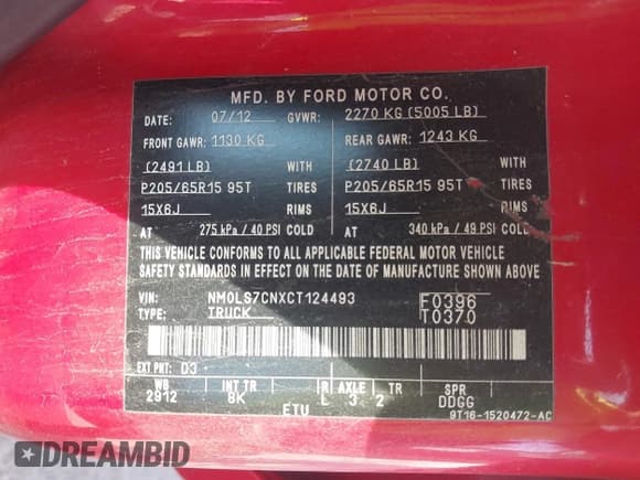 ✅ 2012 Ford Transit Connect XL • VIN: NM0LS7CNXCT124493 • Lot: 43377799. Listed on IAAI with 173,651 mi. Free auction sales archive from the USA and detailed vehicle history report at DreamBid. Image 9.