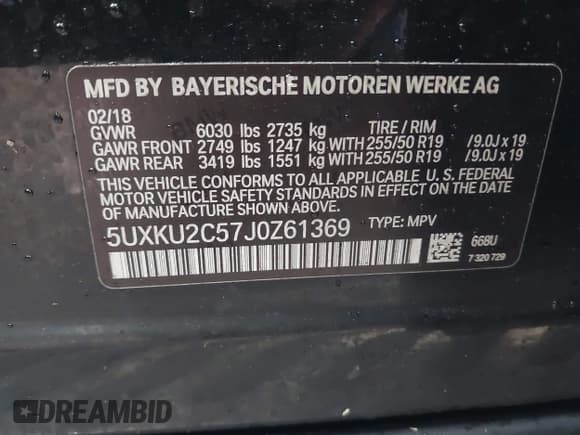 ✅ 2018 BMW X6 xDrive35i • VIN: 5UXKU2C57J0Z61369 • Lot: 43540908. Listed on IAAI with 66,413 mi. Free auction sales archive from the USA and detailed vehicle history report at DreamBid. Image 9.