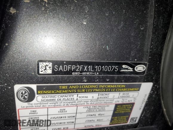 ✅ 2020 Jaguar E-Pace SE • VIN: SADFP2FX1L1010075 • Лот: 65726035. Опубликован ранее на Copart с пробегом 60 577 миль. Бесплатный доступ к архиву аукционных продаж из США и подробный отчёт об истории автомобиля на DreamBid. Изображение 13.