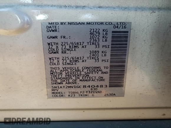 ✅ 2016 Nissan Rogue SL • VIN: 5N1AT2MV1GC840483 • Лот: 93066555. Опубликован ранее на Copart с пробегом 183 004 миль. Бесплатный доступ к архиву аукционных продаж из США и подробный отчёт об истории автомобиля на DreamBid. Изображение 14.