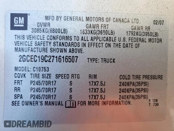 ✅ 2007 Chevrolet Silverado 1500 1LT • VIN: 2GCEC19C271616507 • Lot: 76077914. Listed on Copart with 198,723 mi. Free auction sales archive from the USA and detailed vehicle history report at DreamBid. Image 12.