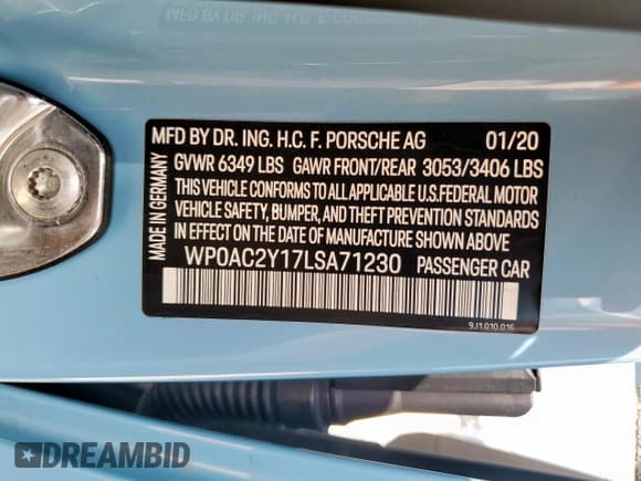 ✅ 2020 Porsche Taycan Turbo • VIN: WP0AC2Y17LSA71230 • Lot: 61850515. Listed on Copart with 18,491 mi. Free auction sales archive from the USA and detailed vehicle history report at DreamBid. Image 12.