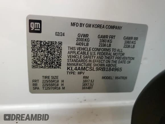 ✅ 2024 Buick Encore GX Preferred • VIN: KL4AMCSL9RB184965 • Lot: 58362615. Listed on Copart with 6,152 mi. Free auction sales archive from the USA and detailed vehicle history report at DreamBid. Image 13.