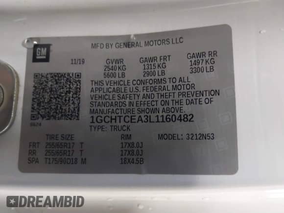 2020 Chevrolet Colorado 4WD LT z VIN 1GCHTCEA3L1160482, wystawiony jako IAAI lot #41720575 z przebiegiem 96 062 mil mil oraz . Historia ofert i sprzedaży dostępna na DreamBid. Obrazek 9.