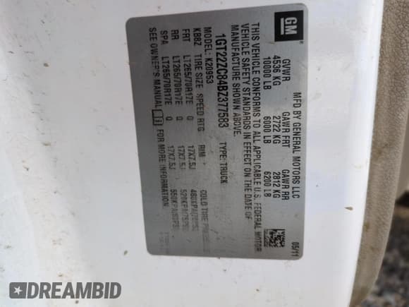 ✅ 2011 GMC Sierra 2500HD Work Truck • VIN: 1GT22ZC84BZ377583 • Lot: 45112945. Listed on Copart with 314,891 mi. Free auction sales archive from the USA and detailed vehicle history report at DreamBid. Image 12.