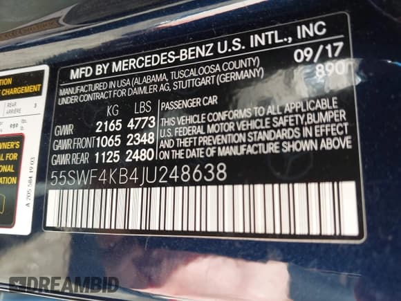 ✅ 2018 Mercedes-Benz C 300 • VIN: 55SWF4KB4JU248638 • Lot: 42972326. Wystawiony na IAAI z przebiegiem 96 485 mil. Bezpłatny archiwum sprzedaży aukcyjnych z USA i szczegółowy raport historii pojazdu na DreamBid. Zdjęcie 9.