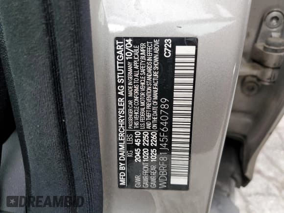 ✅ 2005 Mercedes-Benz C 240 • VIN: WDBRF81J45F640789 • Лот: 87399805. Опубликован ранее на Copart с пробегом 225 746 миль. Бесплатный доступ к архиву аукционных продаж из США и подробный отчёт об истории автомобиля на DreamBid. Изображение 12.