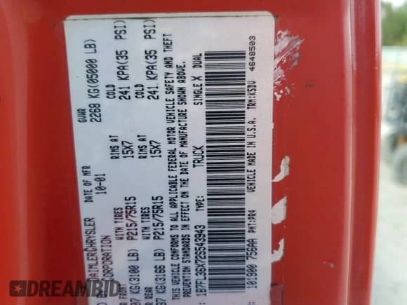 2002 Dodge Dakota Sport z VIN 1B7FL36X72S543943, wystawiony jako Copart lot #80767984 z przebiegiem Nie podano mil oraz Czysty tytuł • Clean title. Historia ofert i sprzedaży dostępna na DreamBid. Obrazek 12.