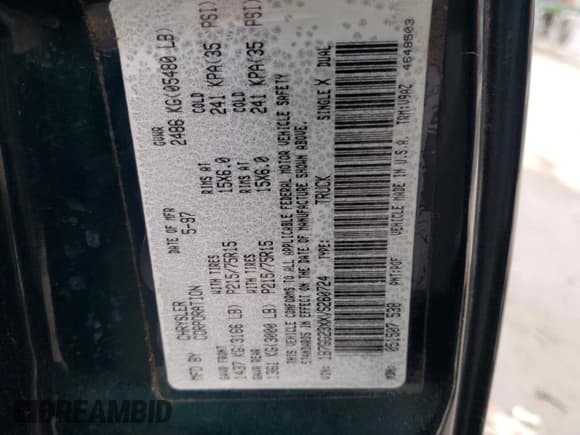✅ 1997 Dodge Dakota • VIN: 1B7GG23XXVS260724 • Lot: 81040004. Wystawiony na Copart z przebiegiem Nie podano. Bezpłatny archiwum sprzedaży aukcyjnych z USA i szczegółowy raport historii pojazdu na DreamBid. Zdjęcie 12.