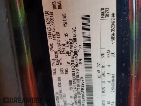 ✅ 2016 Ford F-150 XL • VIN: 1FTMF1EP0GFB29679 • Lot: 60629415. Wystawiony na Copart z przebiegiem 137 413 mil. Bezpłatny archiwum sprzedaży aukcyjnych z USA i szczegółowy raport historii pojazdu na DreamBid. Zdjęcie 12.