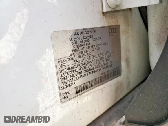 ✅ 2017 Audi Q7 Premium Plus • VIN: WA1LHAF7XHD039080 • Lot: 71279715. Wystawiony na Copart z przebiegiem 92 682 mil. Bezpłatny archiwum sprzedaży aukcyjnych z USA i szczegółowy raport historii pojazdu na DreamBid. Zdjęcie 13.