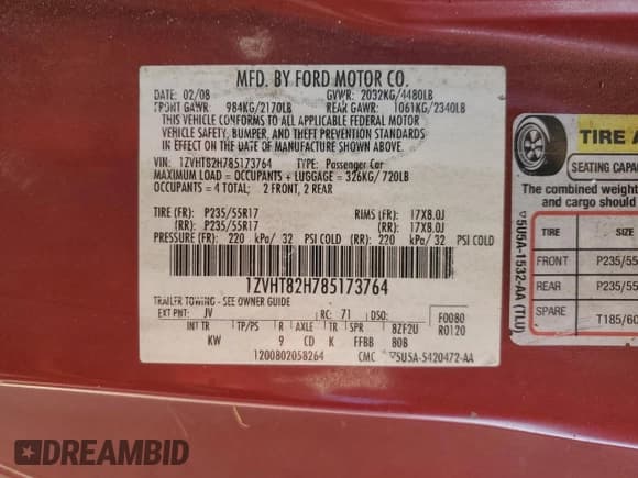 ✅ 2008 Ford Mustang GT Deluxe • VIN: 1ZVHT82H785173764 • Lot: 77281454. Listed on Copart with Not provided. Free auction sales archive from the USA and detailed vehicle history report at DreamBid. Image 12.