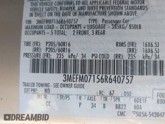 ✅ 2006 Mercury Milan • VIN: 3MEFM07156R640757 • Lot: 42705306. Wystawiony na IAAI z przebiegiem 120 902 mil. Bezpłatny archiwum sprzedaży aukcyjnych z USA i szczegółowy raport historii pojazdu na DreamBid. Zdjęcie 9.