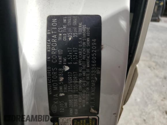 ✅ 2006 Kia Sedona LX • VIN: KNDMB233366052094 • Lot: 58241074. Listed on Copart with 181,295 mi. Free auction sales archive from the USA and detailed vehicle history report at DreamBid. Image 13.