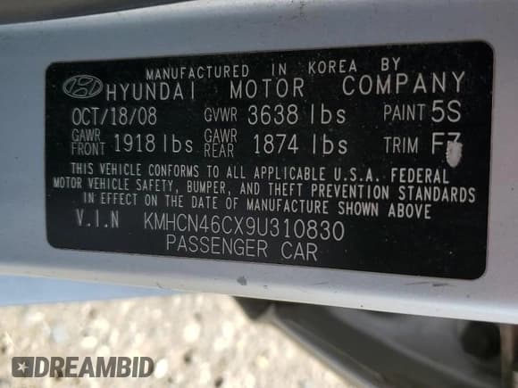 ✅ 2009 Hyundai Accent Auto GLS • VIN: KMHCN46CX9U310830 • Лот: 45401655. Опубликован ранее на Copart с пробегом 217 538 миль. Бесплатный доступ к архиву аукционных продаж из США и подробный отчёт об истории автомобиля на DreamBid. Изображение 12.