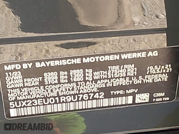 ✅ 2024 BMW X5 xDrive40i • VIN: 5UX23EU01R9U76742 • Lot: 43604412. Listed on IAAI with 19,294 mi. Free auction sales archive from the USA and detailed vehicle history report at DreamBid. Image 9.