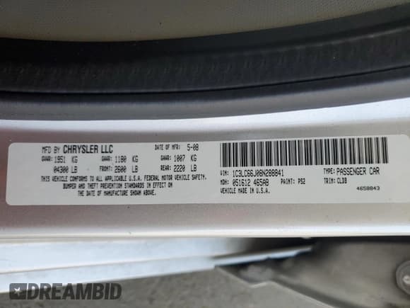 ✅ 2008 Chrysler Sebring • VIN: 1C3LC66J08N288841 • Лот: 53906395. Опубликован ранее на Copart с пробегом 62 714 миль. Бесплатный доступ к архиву аукционных продаж из США и подробный отчёт об истории автомобиля на DreamBid. Изображение 12.