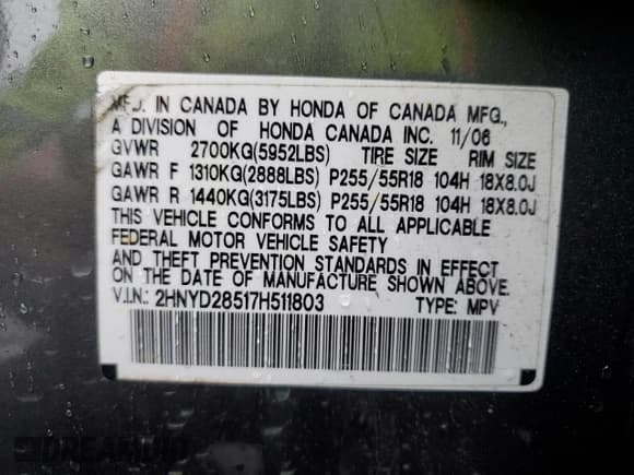 ✅ 2007 Acura MDX Sport • VIN: 2HNYD28517H511803 • Lot: 69545555. Listed on Copart with 203,050 mi. Free auction sales archive from the USA and detailed vehicle history report at DreamBid. Image 13.