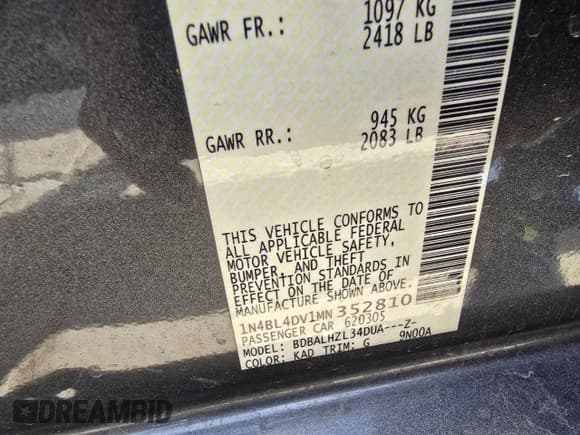 ✅ 2021 Nissan Altima SV • VIN: 1N4BL4DV1MN352810 • Лот: 62029595. Опубликован ранее на Copart с пробегом 71 484 миль. Бесплатный доступ к архиву аукционных продаж из США и подробный отчёт об истории автомобиля на DreamBid. Изображение 10.