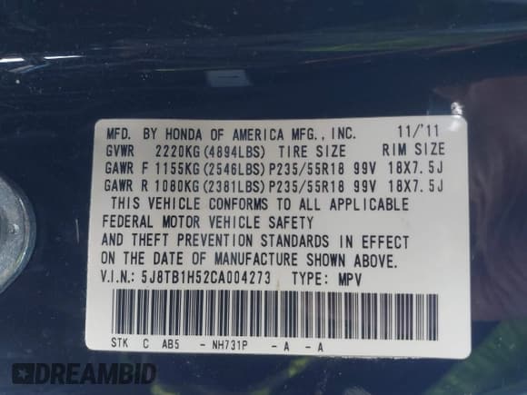 ✅ 2012 Acura RDX Technology • VIN: 5J8TB1H52CA004273 • Lot: 41607678. Listed on IAAI with 56,328 mi. Free auction sales archive from the USA and detailed vehicle history report at DreamBid. Image 9.
