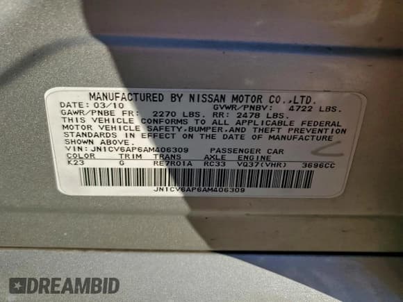 ✅ 2010 Infiniti G37 • VIN: JN1CV6AP6AM406309 • Лот: 94666815. Опубликован ранее на Copart с пробегом 156 216 миль. Бесплатный доступ к архиву аукционных продаж из США и подробный отчёт об истории автомобиля на DreamBid. Изображение 12.