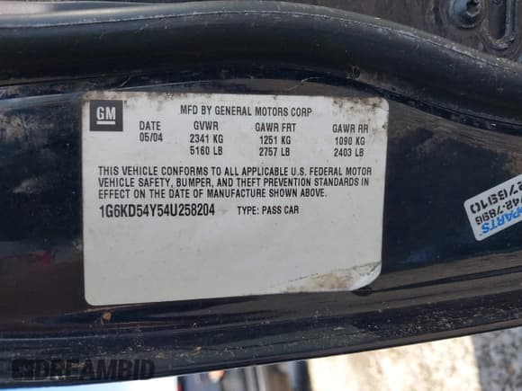 ✅ 2004 Cadillac DeVille • VIN: 1G6KD54Y54U258204 • Лот: 42641434. Опубликован ранее на IAAI с пробегом 133 426 миль. Бесплатный доступ к архиву аукционных продаж из США и подробный отчёт об истории автомобиля на DreamBid. Изображение 9.