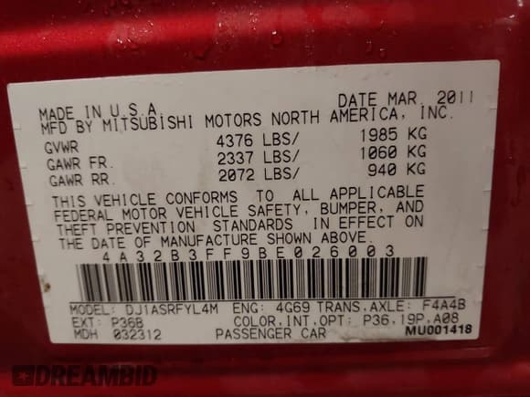 ✅ 2011 Mitsubishi Galant ES • VIN: 4A32B3FF9BE026003 • Lot: 42364306. Wystawiony na IAAI z przebiegiem 145 835 mil. Bezpłatny archiwum sprzedaży aukcyjnych z USA i szczegółowy raport historii pojazdu na DreamBid. Zdjęcie 9.