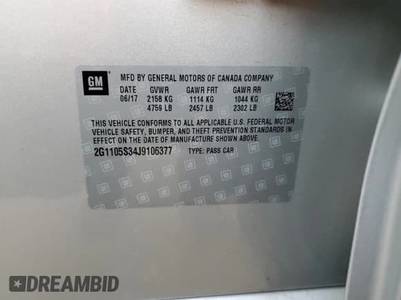 ✅ 2018 Chevrolet Impala LT • VIN: 2G1105S34J9106377 • Лот: 75186944. Опубликован ранее на Copart с пробегом 19 099 миль. Бесплатный доступ к архиву аукционных продаж из США и подробный отчёт об истории автомобиля на DreamBid. Изображение 12.